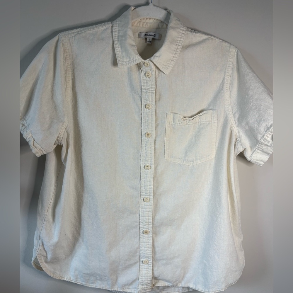 Madewell‎ women’s cotton button front Cream blouse size M
